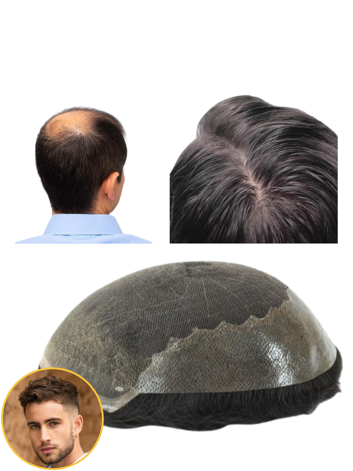 Mans Hair Toupee French Lace 02 Straight 6.5 7 inches